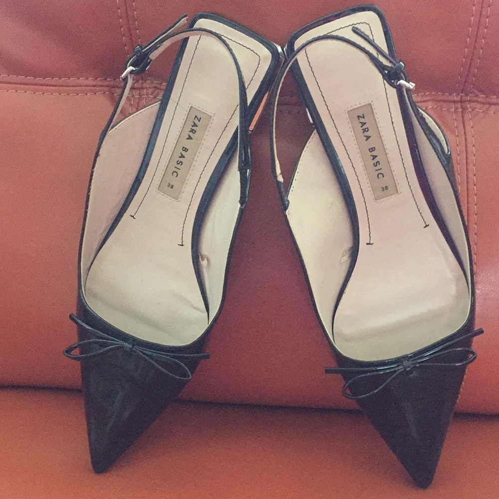 Black Patent leather Zara slingback flats